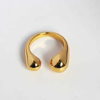 Капли воды Глянцевые геометрические Регулируемые кольца серебряного цвета для женщин, модные простые ювелирные изделия оптом