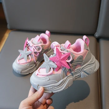 Зимние детские кроссовки 2023 года, модная массивная спортивная обувь для малышей, Универсальная хлопковая обувь для бега из плюша для девочек