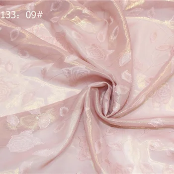 Бронзирующий Шифон Жаккардовый цветок Блестящая ткань для косплея Дышащий материал для шарфа DIY