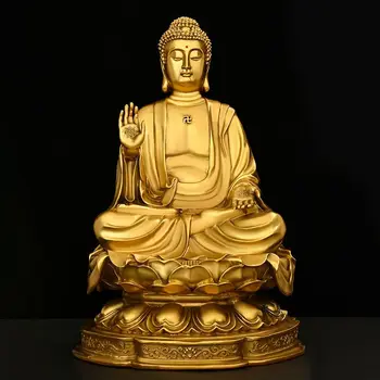 Украшения из чистой меди по Фэн-шуй Будды Шакьямуни, Сидящий Цветок Лотоса, Домашний Зал Будды для статуи Будды