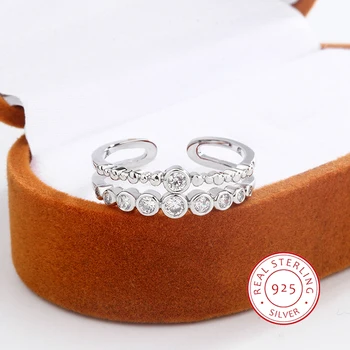 Простое женское кольцо с цирконием Высококачественные вечерние украшения Подарок на годовщину Классические ювелирные изделия из серебра 925 пробы Женское обручальное кольцо