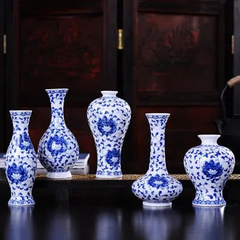 Фарфоровая ваза цвета морской волны, Ретро гидропонная культура, Цветочная композиция для офиса, керамическая ваза в китайском стиле, кашпо для домашнего декора