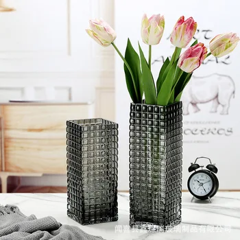 Стеклянная ваза в стиле Ins для гостиной, сухоцветы, прозрачный укроп, аксессуары для украшения дома, Вазы для цветов с широким горлышком