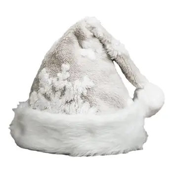 Вязаная шапка Санты Унисекс Уютная Шапка Санты со снежинками Многоразового использования из пушистого плюша с рисунком в виде снежинок на Рождество, Новогодний праздник