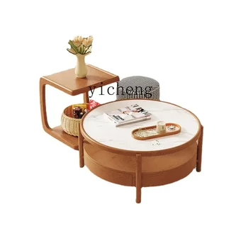 XL Круглый журнальный столик из массива дерева, комбинированный диван, приставной столик, чайный столик из вишневого дерева в стиле французского ретро