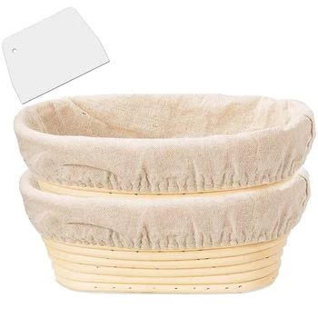2 упаковки 10-дюймовых корзин для расстойки хлеба овальной формы - чаша для теста для выпечки, подарки для пекарей, корзинки для расстойки хлеба на закваске