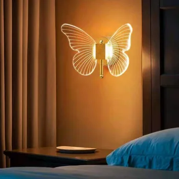 Настенный светильник со светодиодной бабочкой, прикроватный настенный светильник, внутреннее освещение для дома, украшения спальни, гостиной, Фоновый светильник