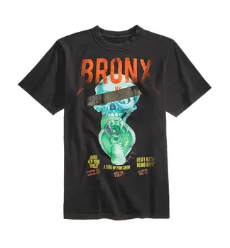 $ 115 Ring Of Fire Мужская Черная футболка с графическим рисунком Бронкса с круглым вырезом и коротким рукавом M