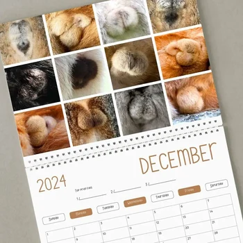 1 ШТ Забавный Кошачий Календарь - Забавный Подарок - Календарь Кошачьих Ягодиц На 2024 год Бумажные Необычные Подарки Кошке- - Кошачьи Яички - Белый Слон