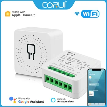 CORUI Apple Homekit Smart WiFi Switch Mini 16A 2-полосный Модуль Управления Smart Breaker Работает с Alexa Google Home Siri