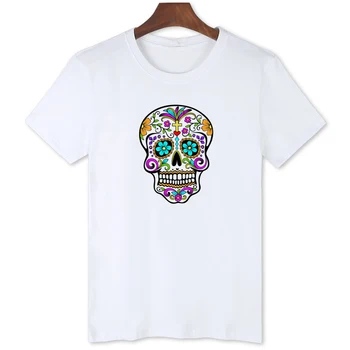 Цветная футболка с принтом черепа, новая эксклюзивная модная футболка для мужчин, высококачественный бренд, удобная футболка с коротким рукавом B1-26