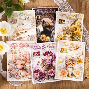 6 упаковок /ЛОТ Серия Cat Story, ретро креативное украшение, бумажный блокнот 