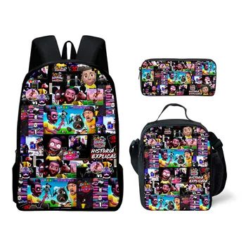 3 шт./компл. Школьный рюкзак Amanda the Adventurer, сумка для ланча, пенал для ручек, 3D Рюкзаки аниме для мальчиков и девочек для учащихся начальной и средней школы
