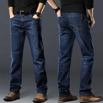 Мешковатые прямые джинсы для мужчин, классические мужские ковбойские брюки, обычные брюки, джинсовая эластичная облегающая труба, Повседневная Низкая посадка, готический фасон Xs