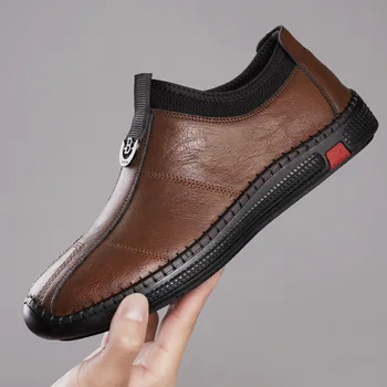 Мужская повседневная обувь Дизайнерская мужская обувь Кожаный бренд Модная обувь Лоферы на плоской подошве Роскошные мужские кроссовки Мужская обувь на плоской подошве для мужчин