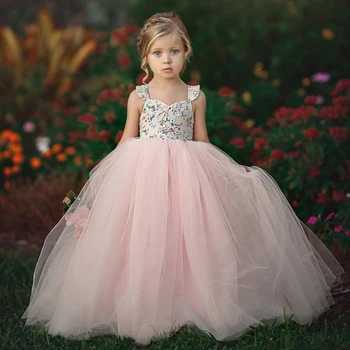 Платье принцессы для девочек 1-7 лет, вечеринка, свадьба, День рождения, тюлевые платья-пачки, одежда для маленьких девочек, летнее длинное платье Макси