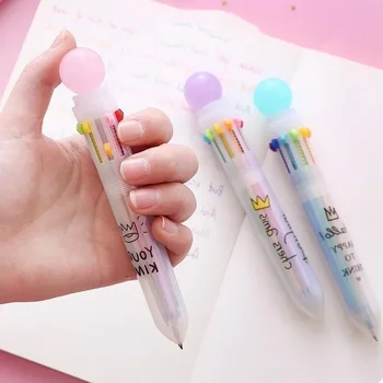 10 Многоцветных роскошных шариковых ручек Шариковая ручка для детей Канцелярские принадлежности для офиса Kawaii Kids Стационарная ручка Mark