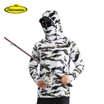 Мужская солнцезащитная толстовка UPF 50 + с капюшоном для рыбалки, рубашка с длинным рукавом и маской, солнцезащитный крем против ультрафиолета, Легкая быстросохнущая