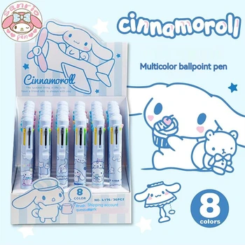 Шариковая ручка Sanrio Cartoon Cinnamonroll 8-цветная Студенческая ручка для печати 0,5 мм, гладкая ручка для письма своими руками, школьные канцелярские принадлежности