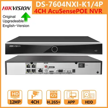 Hikvision AcuSense 4K 4CH POE NVR DS-7604NXI-K1/4P CCTV Сетевой Видеомагнитофон видеонаблюдения Распознавание человека Транспортным средством