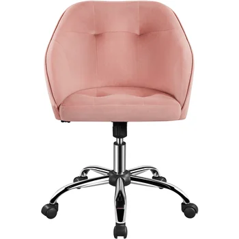 Современный бархатный офисный стул с регулируемым поворотом, розовый