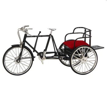 1/10 Высокодетализированная игрушечная модель трехколесного велосипеда с сиденьем, отлитая под давлением в винтажном стиле, гоночная велосипедная декоративная игрушка для дома/кафе/магазина