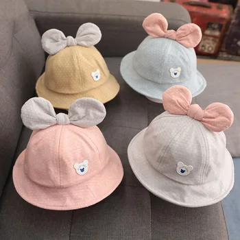Детская шапочка, Летняя осенняя хлопковая детская шапочка-ведро от 0 до 3 лет для девочки, Милые шляпки от Солнца, Удобные и мягкие Панамы