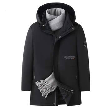 Мужская мода, Зимняя модная повседневная флисовая одежда, Ветрозащитная дышащая куртка, пальто, мужская съемная куртка средней длины с капюшоном