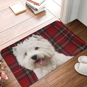 Нескользящий коврик для собак Вест-Хайленд-Уайт-терьер в шотландскую клетку, коврик для кухни в гостиной, Уличный ковер в помещении