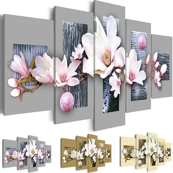 Современная живопись, холст, 5 панелей, Настенная художественная печать, плакаты, цветы, Орхидеи, Настенные панно для гостиной, домашний декор