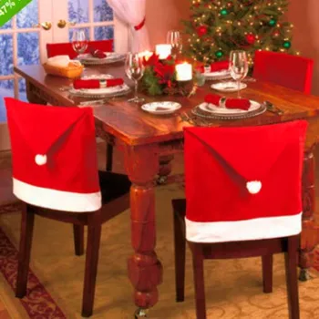 Новый рождественский чехол для стула, красный нетканый чехол для стула, Украшение Рождественского стола, Обеденный чехол для стула, Принадлежности для рождественской вечеринки